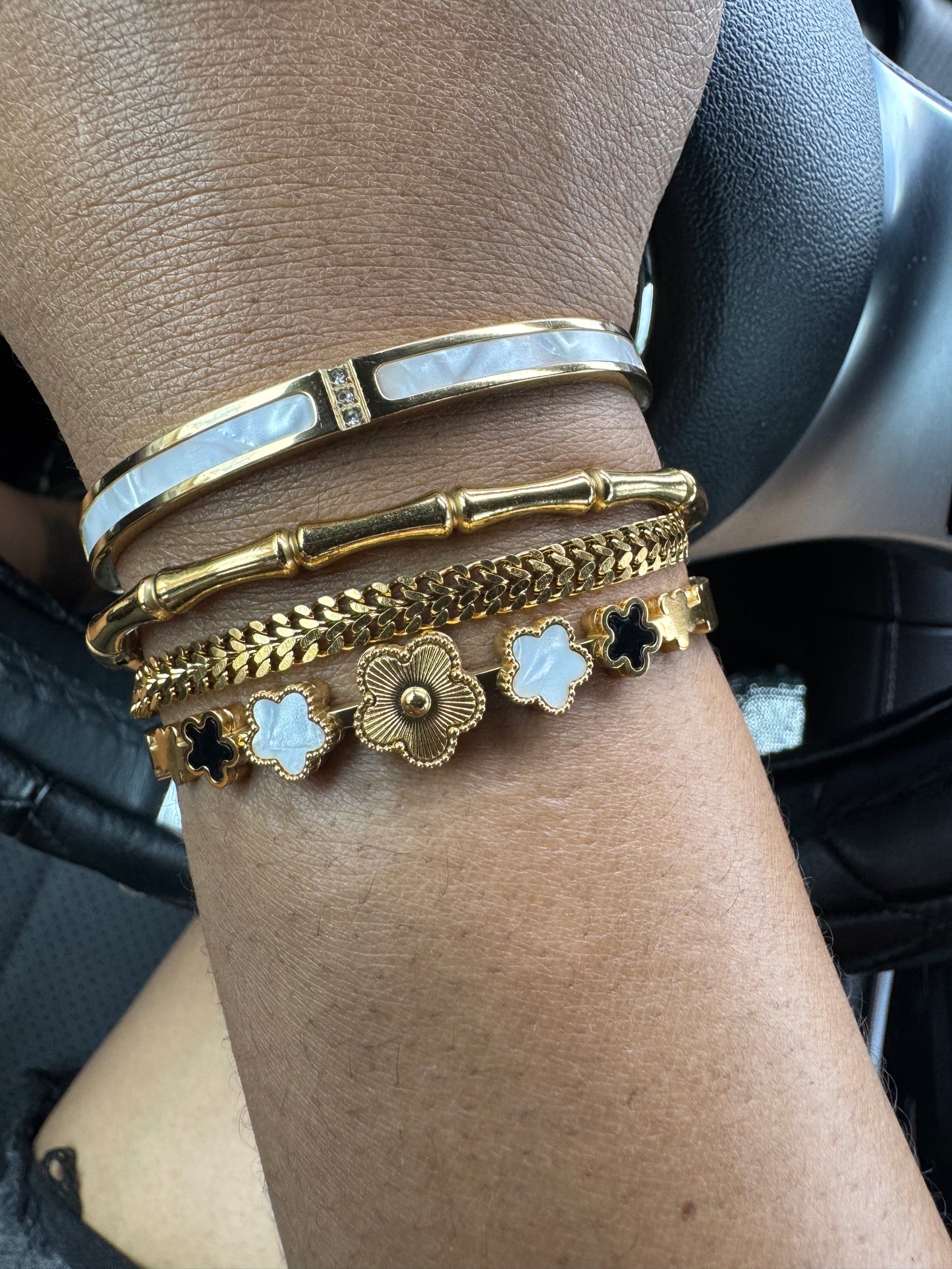 "FLOWER MEADOW" BRACELET, 18K GOLD PLATED STEEL