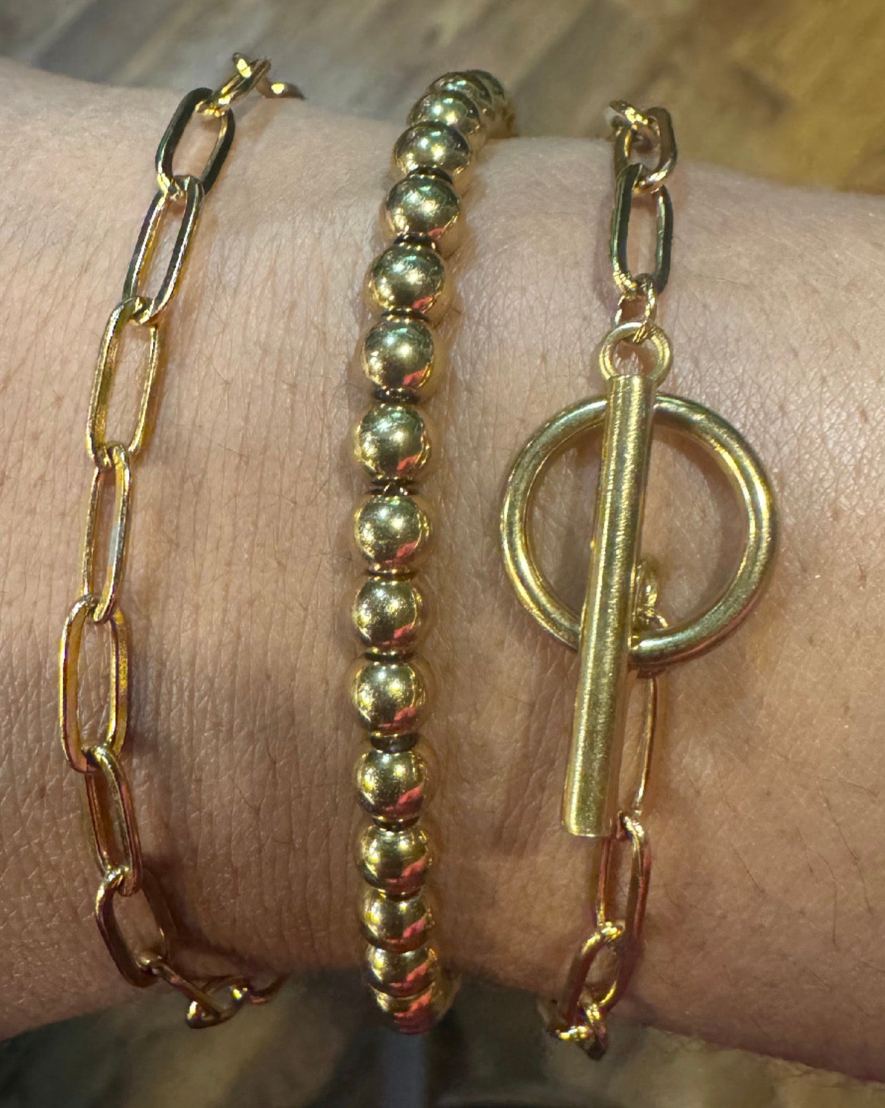 Clasp BRACELET, 18K GOLD PLATED STEEL