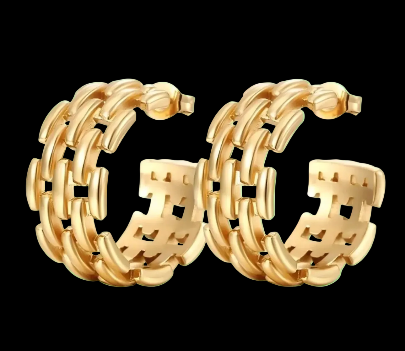Basket EARRINGS, 18K GOLD PLATED STEEL