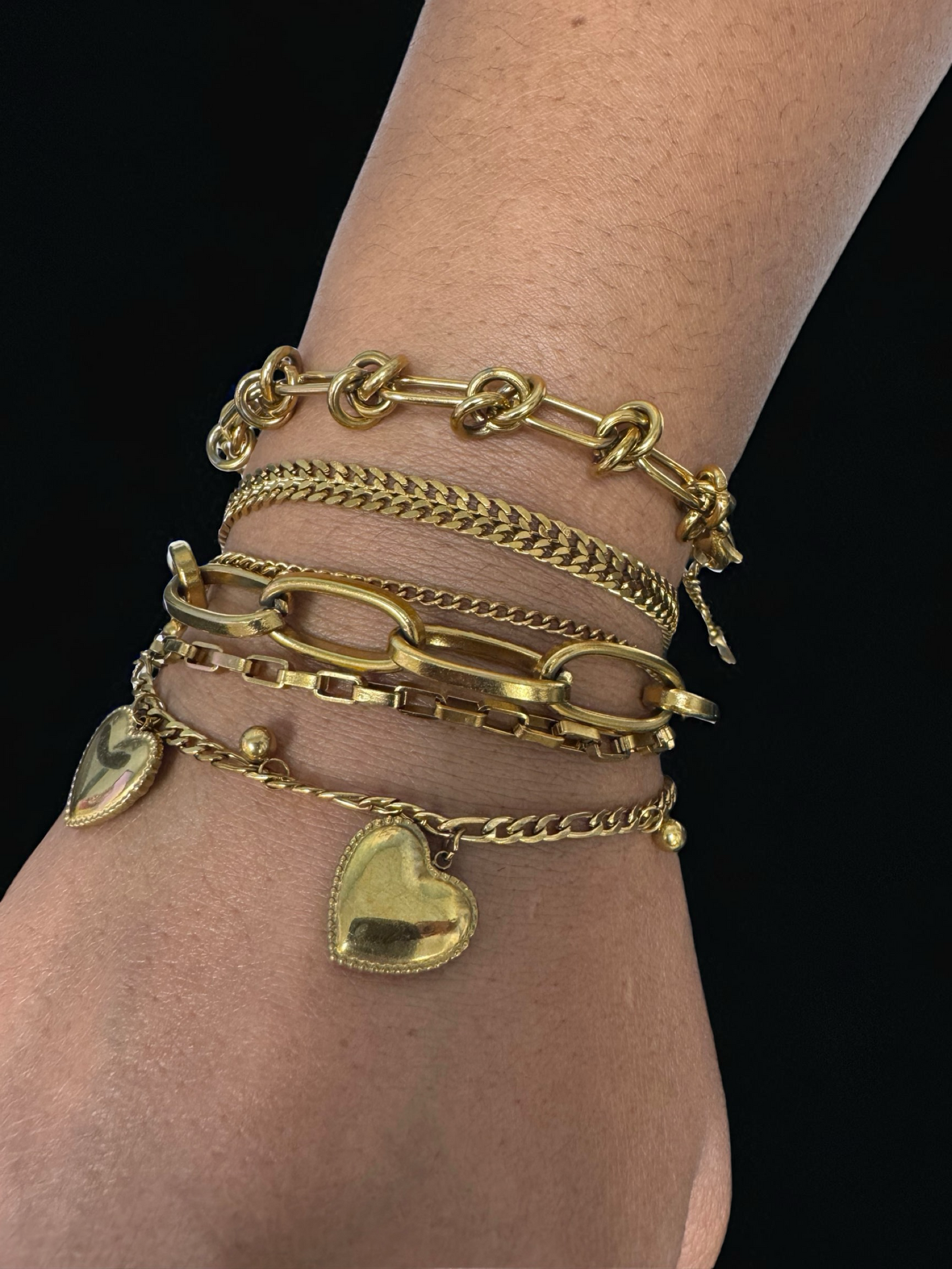 "HEARTS" BRACELET, 18K GOLD PLATED STEEL