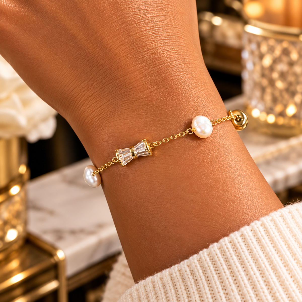 🤍✨ Pearls & Chains Bracelet