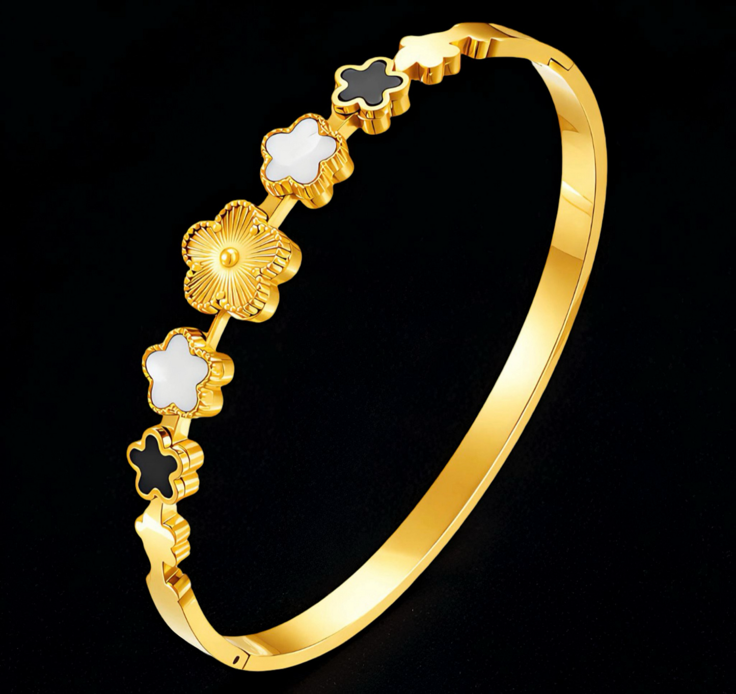 "FLOWER MEADOW" BRACELET, 18K GOLD PLATED STEEL