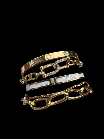 Double link Bracelet , 18K GOLD PLATED STEEL