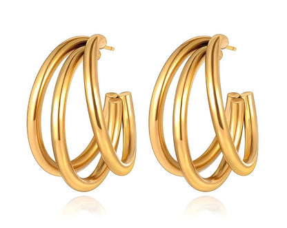 EARRINGS, 18K GOLD PLATED STEEL