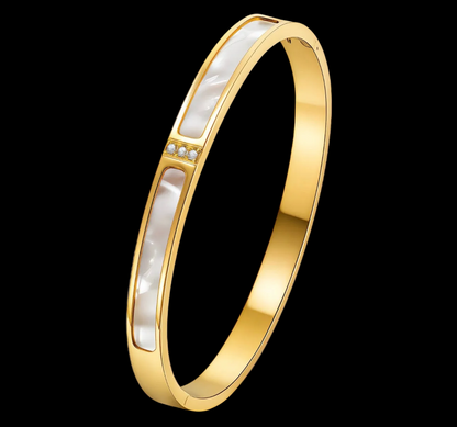 Mother of Pearl BRACELET, 18K GOLD PLATED STEEL