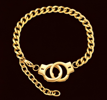 Handcuffs Link BRACELET, 18K GOLD PLATED STEEL