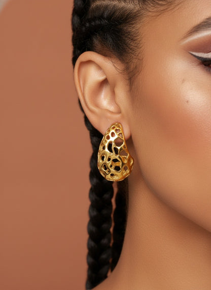 "TEARDROPS" EARRINGS, 18K GOLD PLATED STEEL