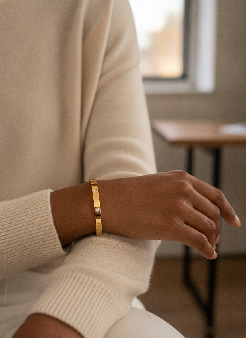 HEARTS" BRACELET, 18K GOLD PLATED STEEL