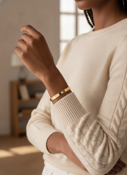HEARTS" BRACELET, 18K GOLD PLATED STEEL
