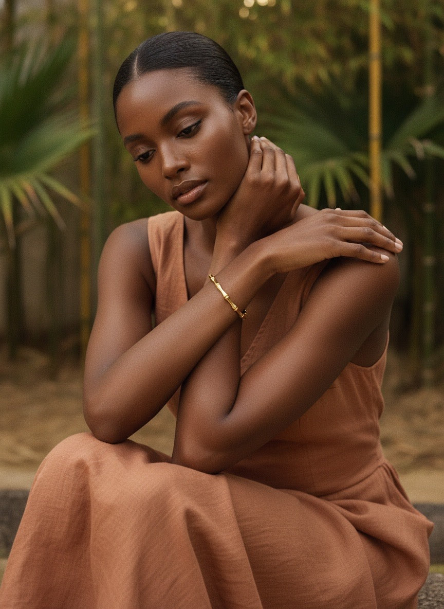 BAMBOO , 18K GOLD PLATED STEEL