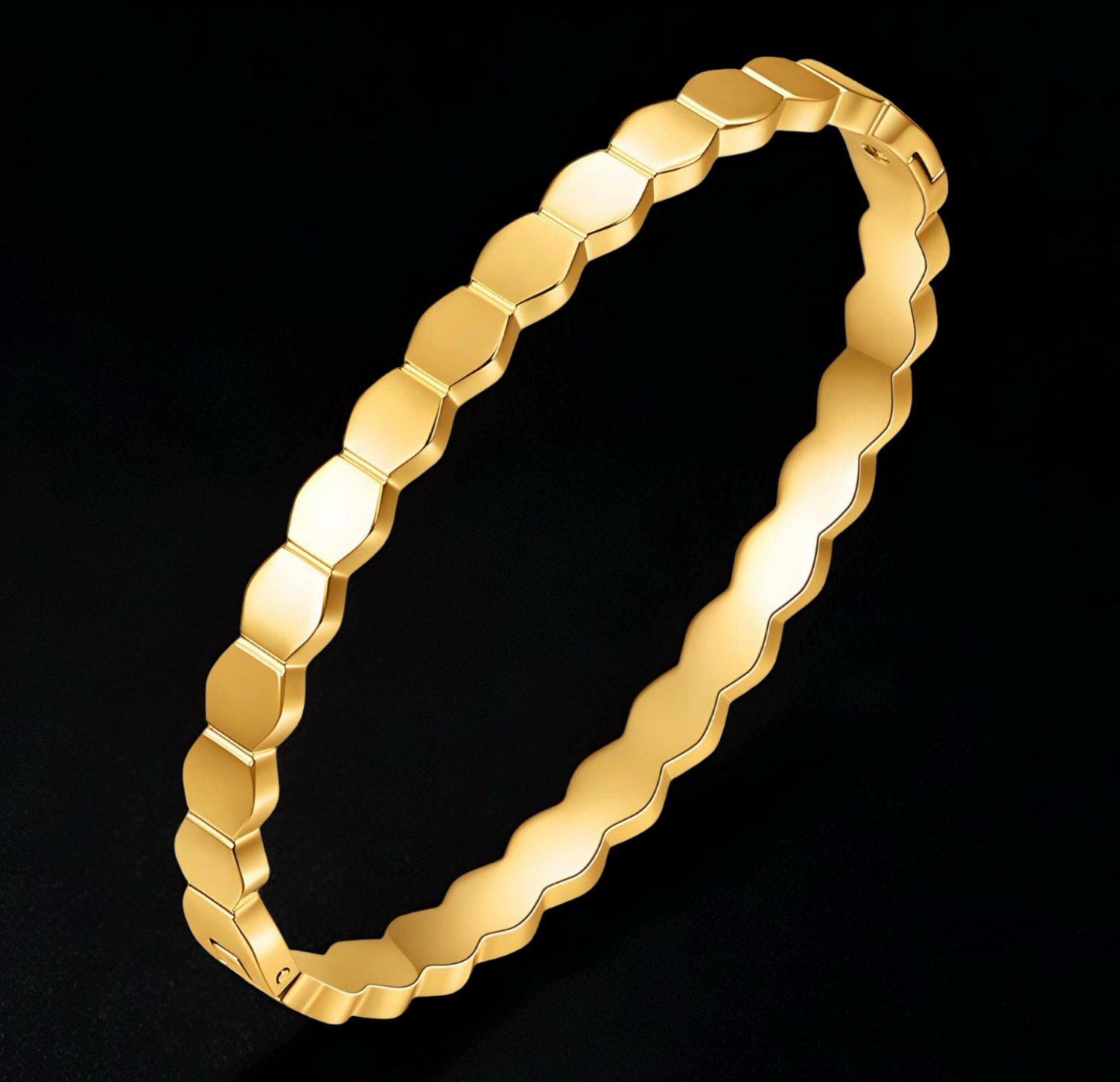 Honey Comb BRACELET, 18K GOLD PLATED STEEL