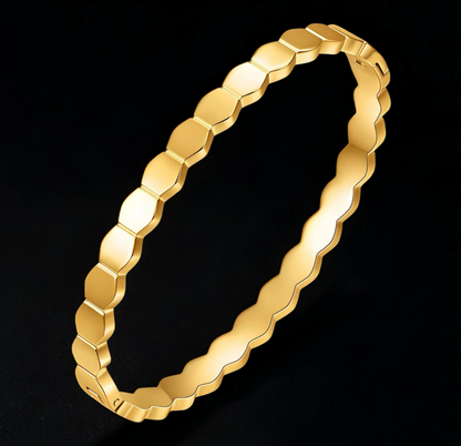 Honey Comb BRACELET, 18K GOLD PLATED STEEL