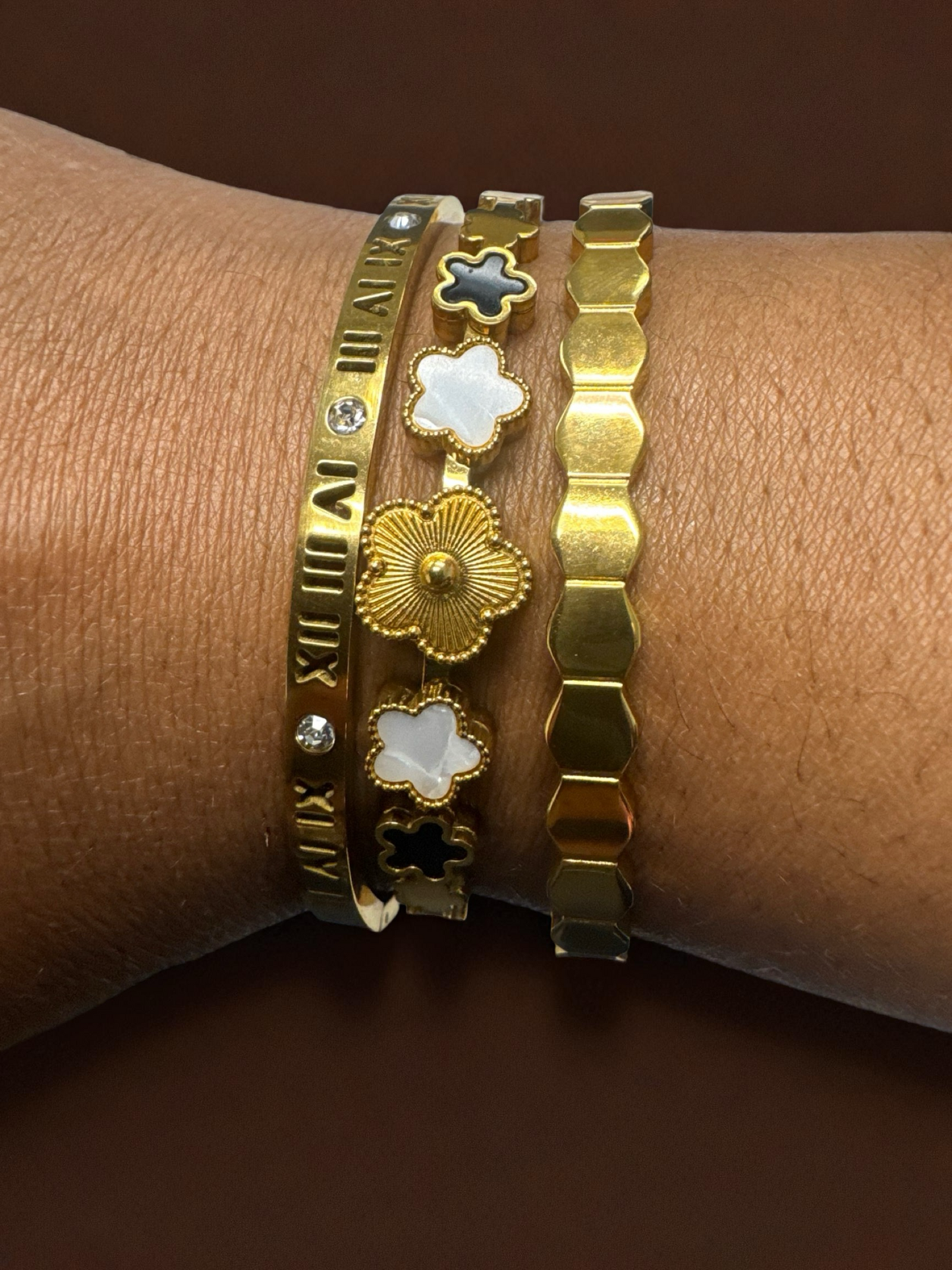 Honey Comb BRACELET, 18K GOLD PLATED STEEL