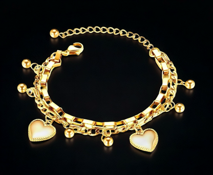 "HEARTS" BRACELET, 18K GOLD PLATED STEEL