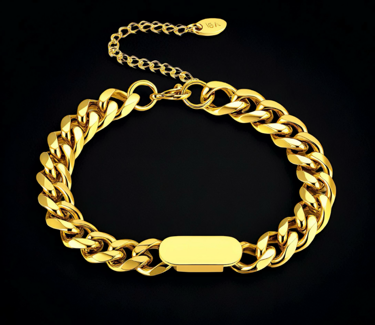 Link BRACELET, 18K GOLD PLATED STEEL