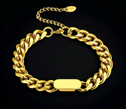 Link BRACELET, 18K GOLD PLATED STEEL