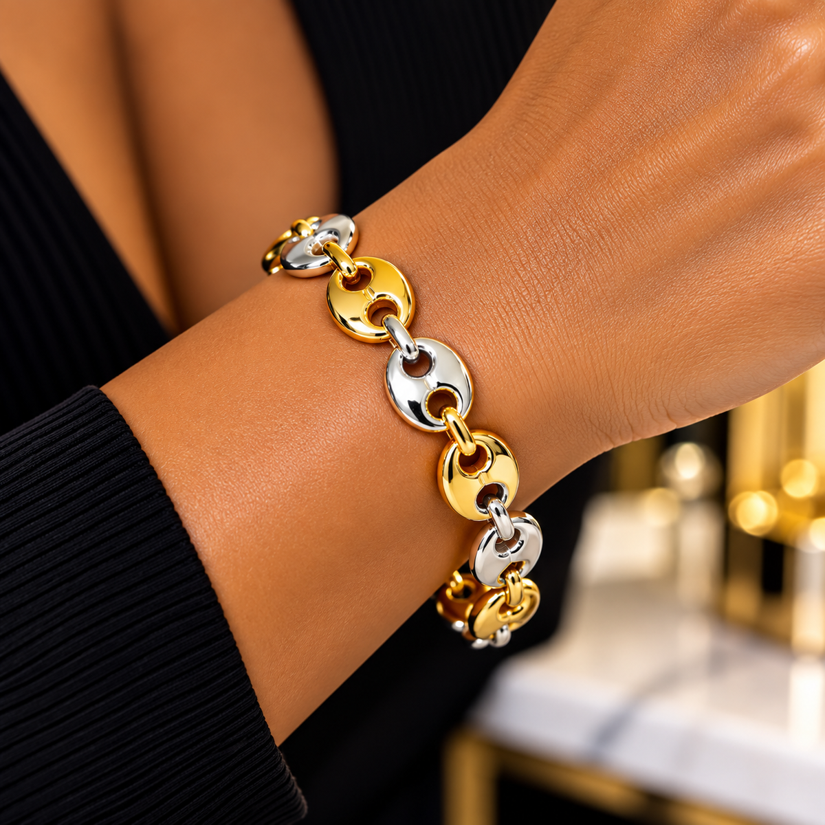 Rich Auntie two tone bracelet